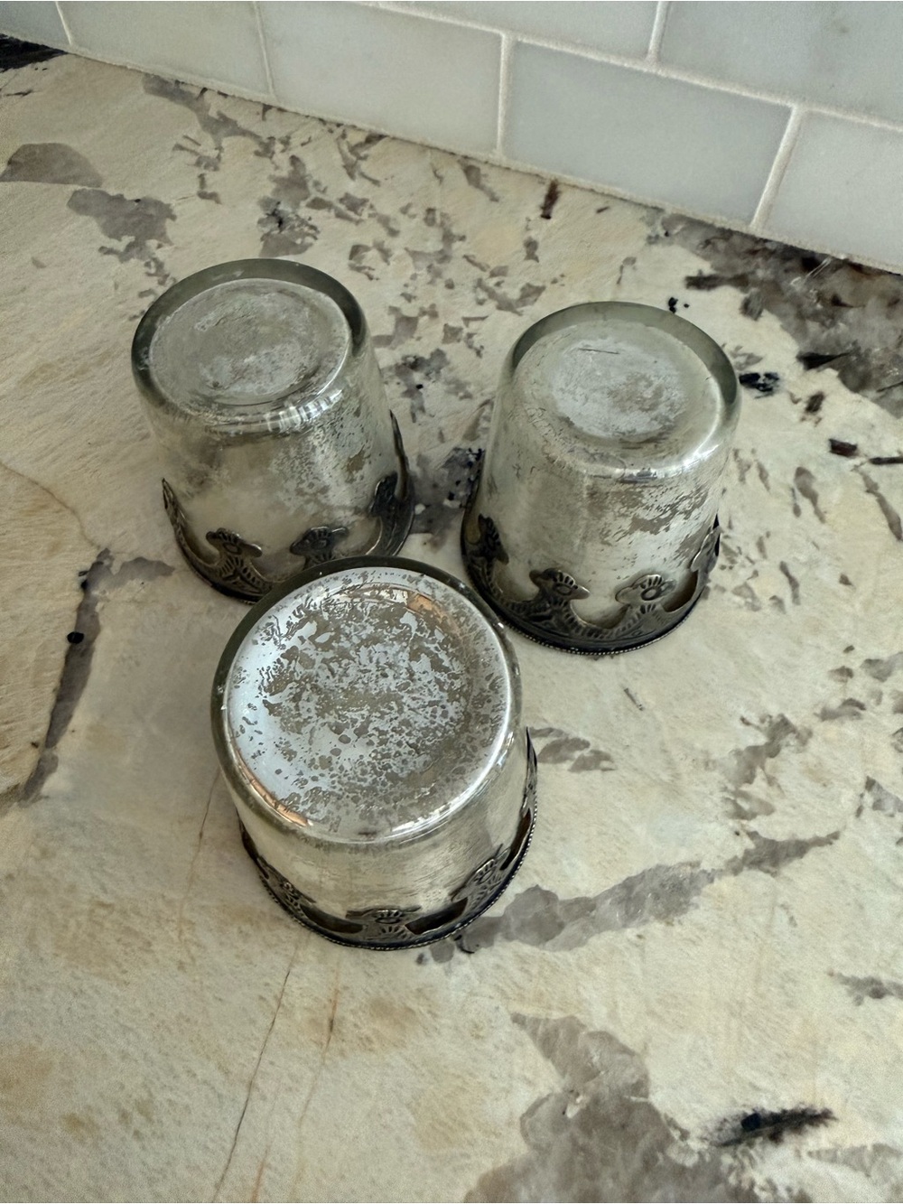Mercury Glass & Metal Votive Candle Holders (3) - Picture 2 of 4